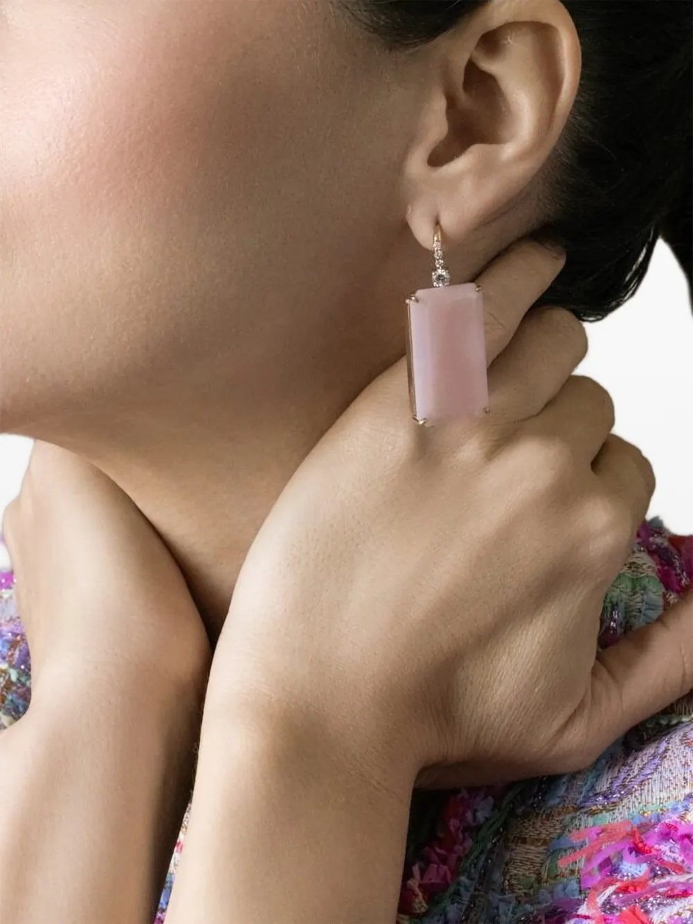 Irene Neuwirth Pink Opal Diamond Earrings, view 2