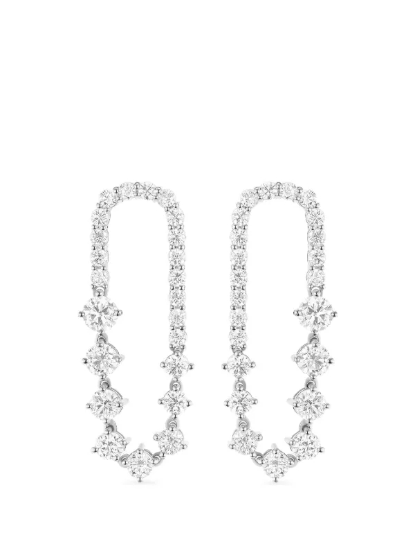 Melissa Kaye Stella Ellipse Diamond Earrings in Silver