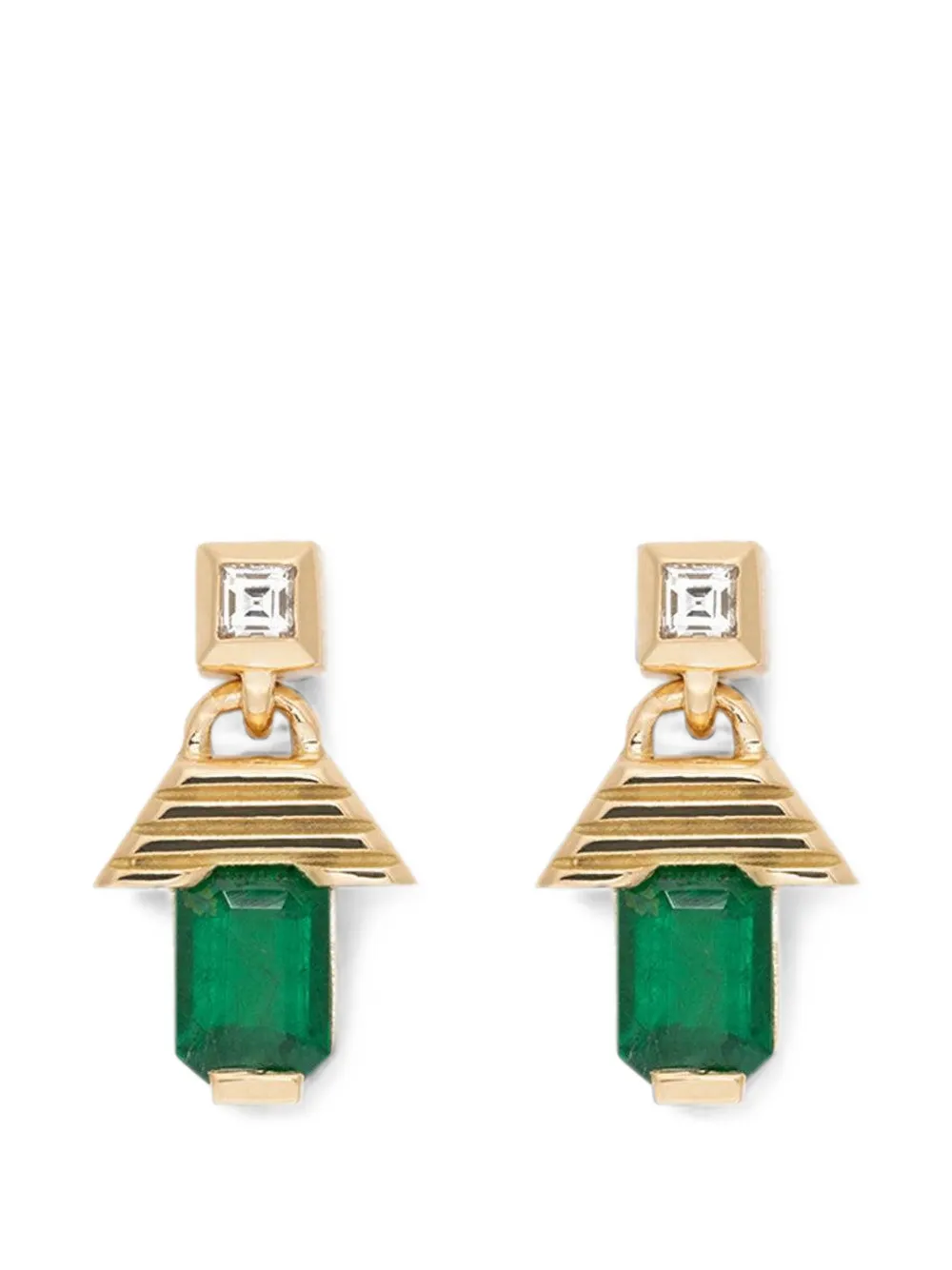 Azlee Escalier emerald and diamond earrings - Gold