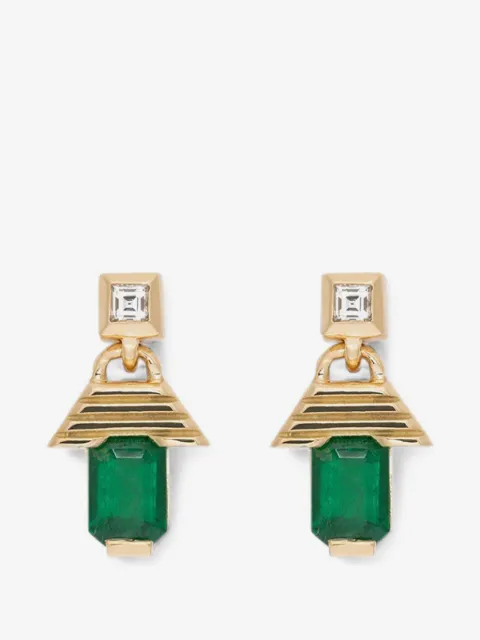 Azlee Escalier emerald and diamond earrings