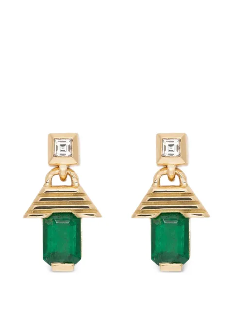 Azlee Escalier emerald and diamond earrings