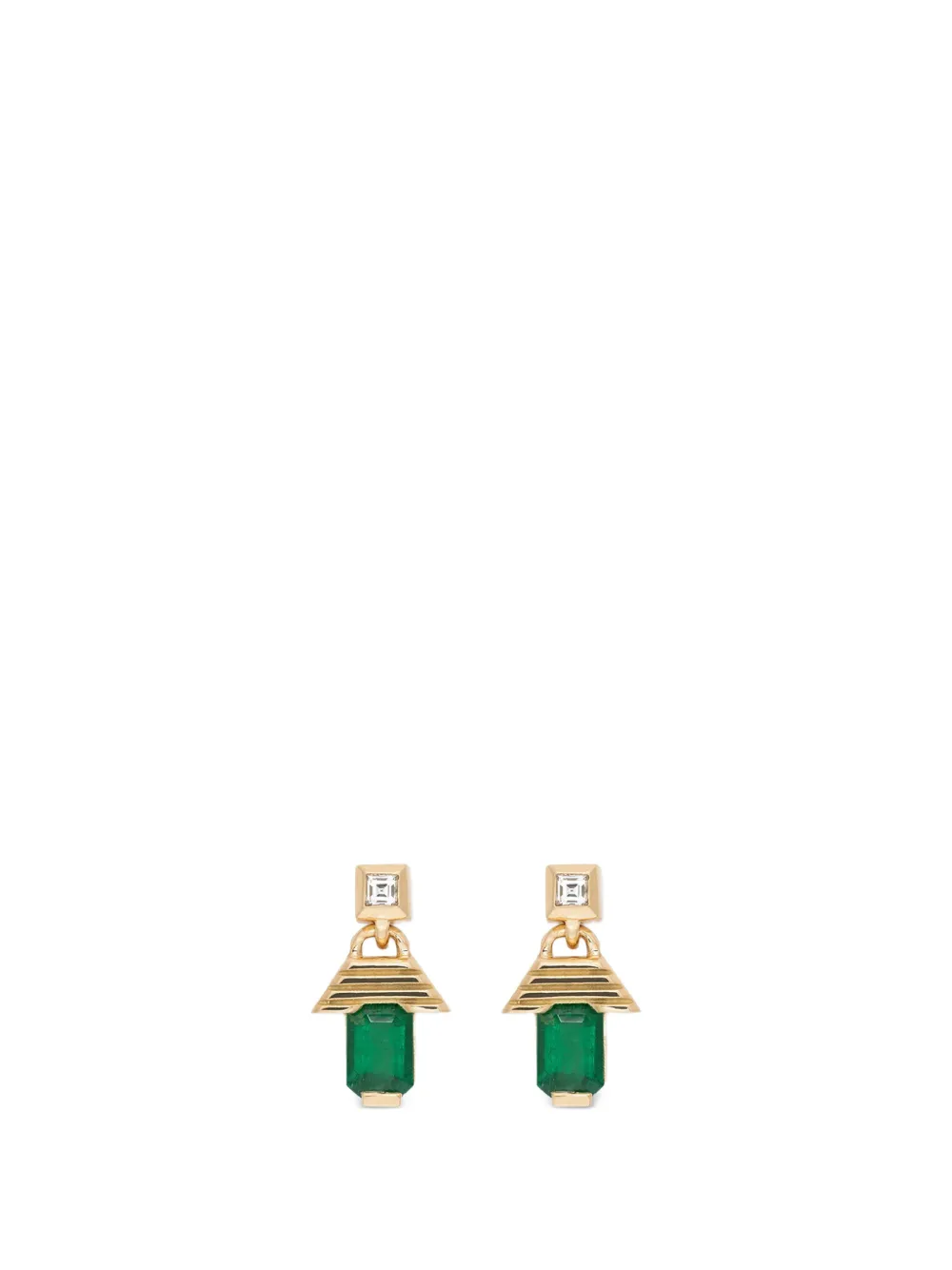 Azlee Escalier emerald and diamond earrings