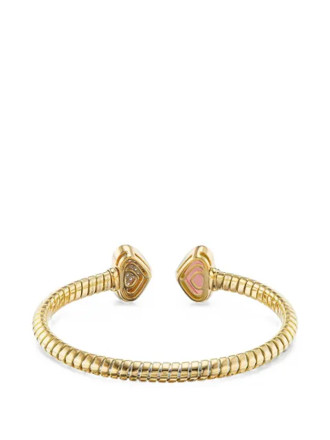 MARINA B pulsera Trisolina con diamantes y cuarzo rosa