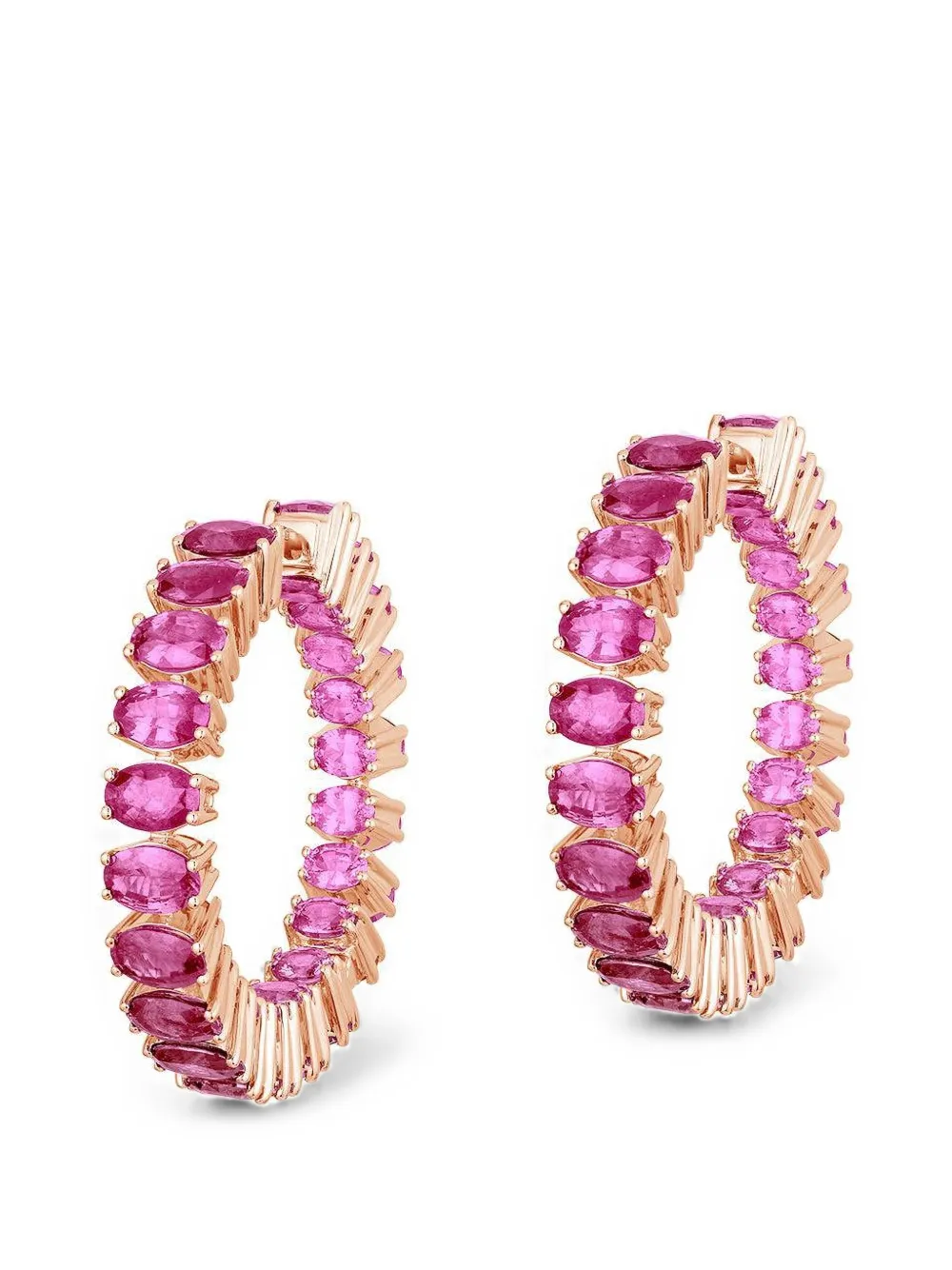 Goshwara pink sapphire oval hoop earrings - Rosa