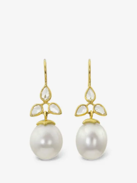 Leigh Maxwell Bahari diamond and pearl drop earrings