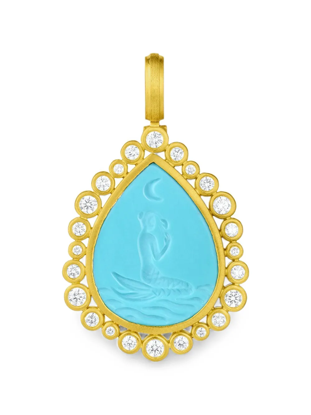 Leigh Maxwell Mermaid Anhänger mit Türkis und Diamant - Gold