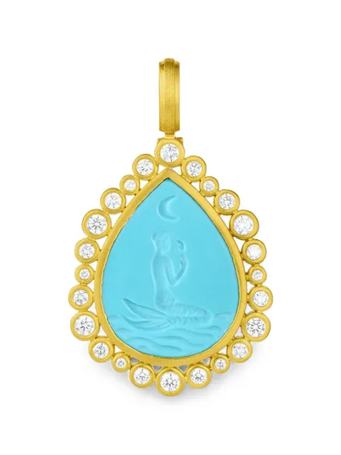 Leigh Maxwell Mermaid turquoise and diamond pendant