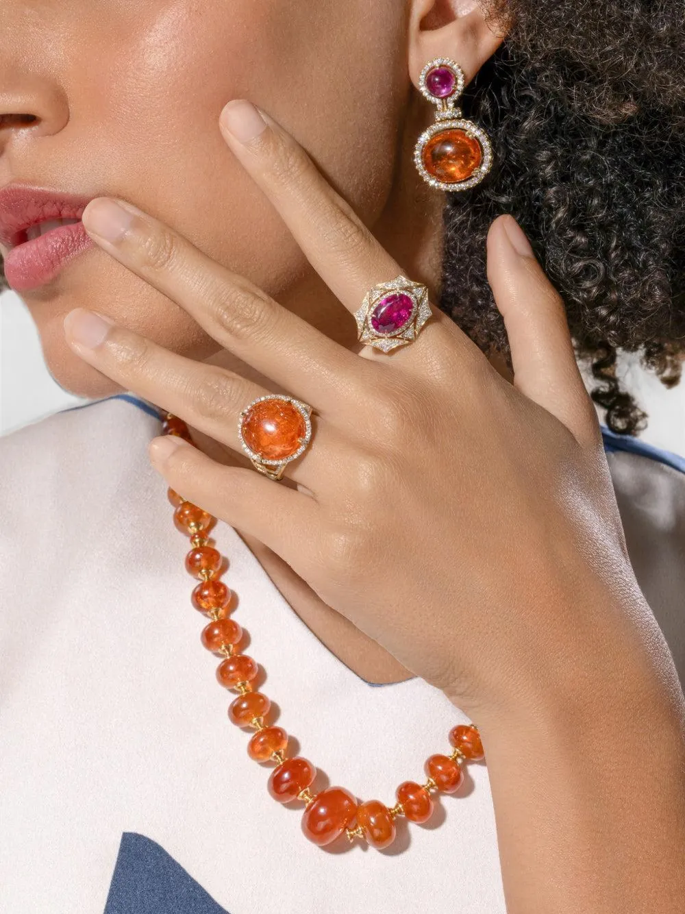 Goshwara mandarin garnet and diamond ring - Gold