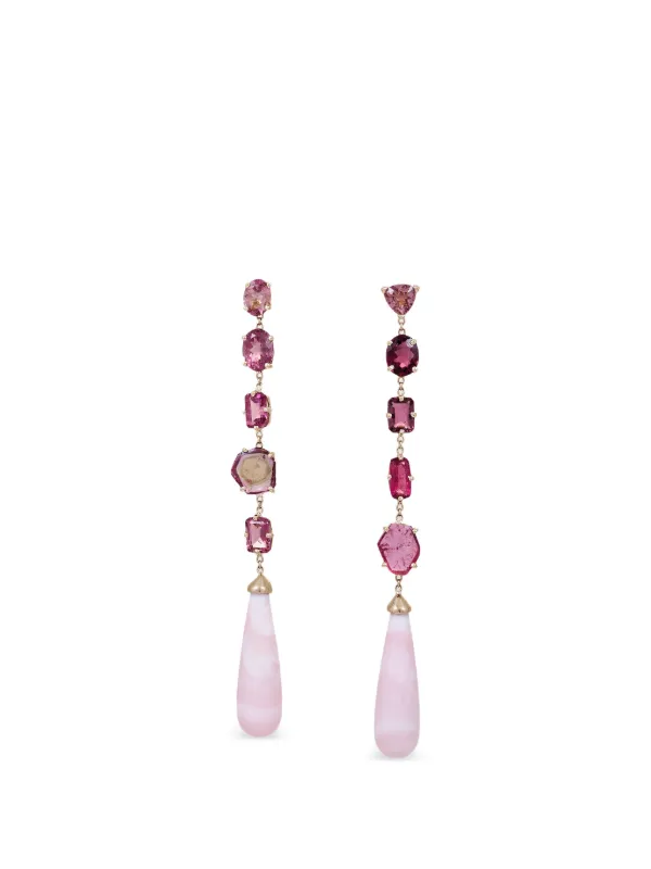 Jacquie Aiche Tourmaline and Opal Drop Earrings in Gold