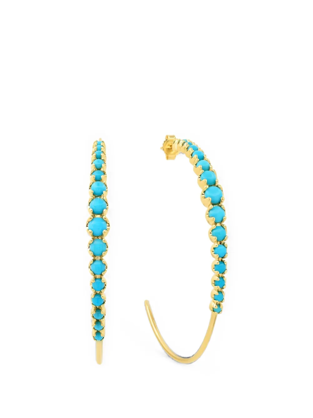 Jennifer Meyer medium Graduated turquoise hoop earrings - Gold