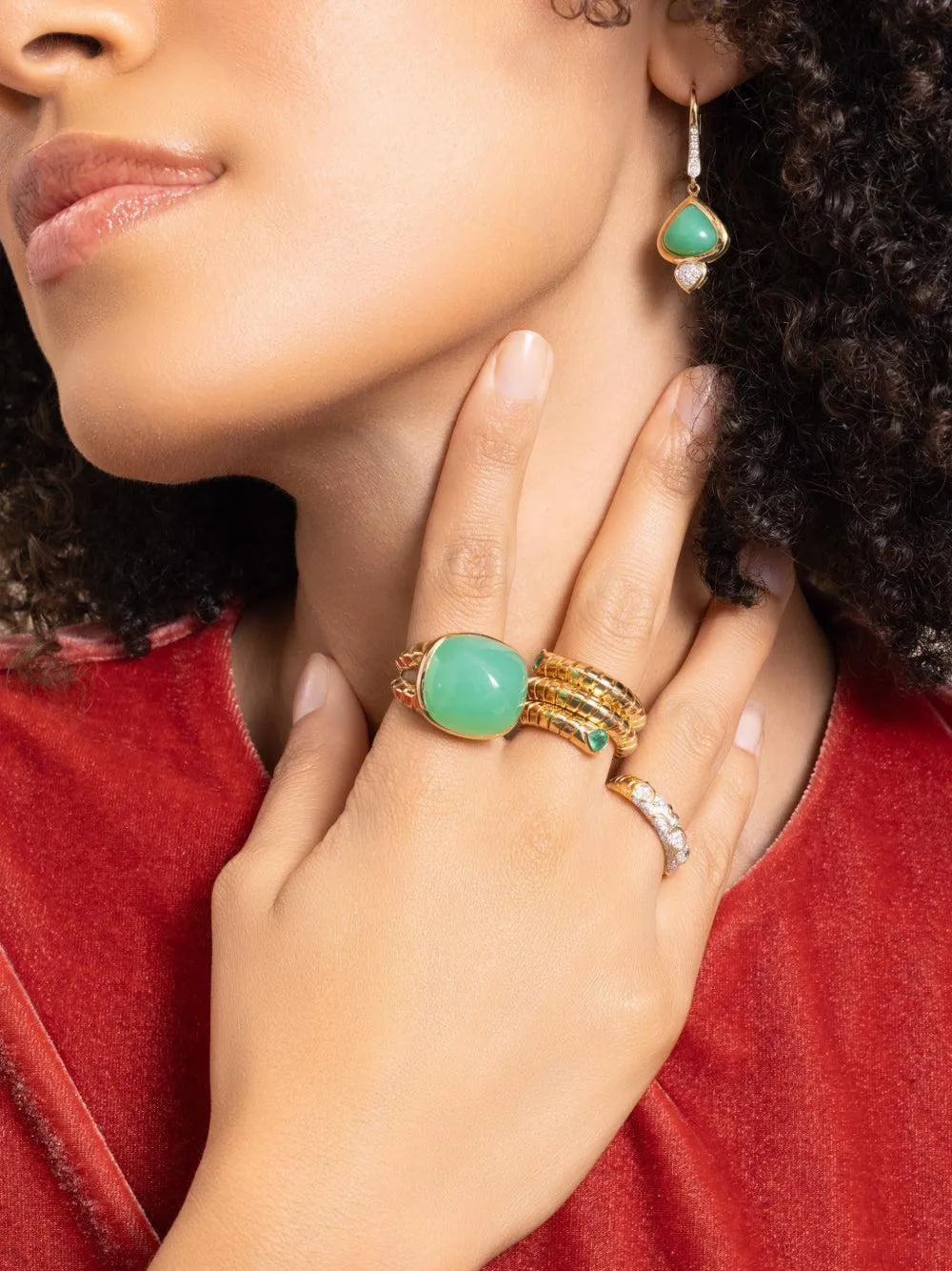 MARINA B Tigella chrysoprase ring - Oro
