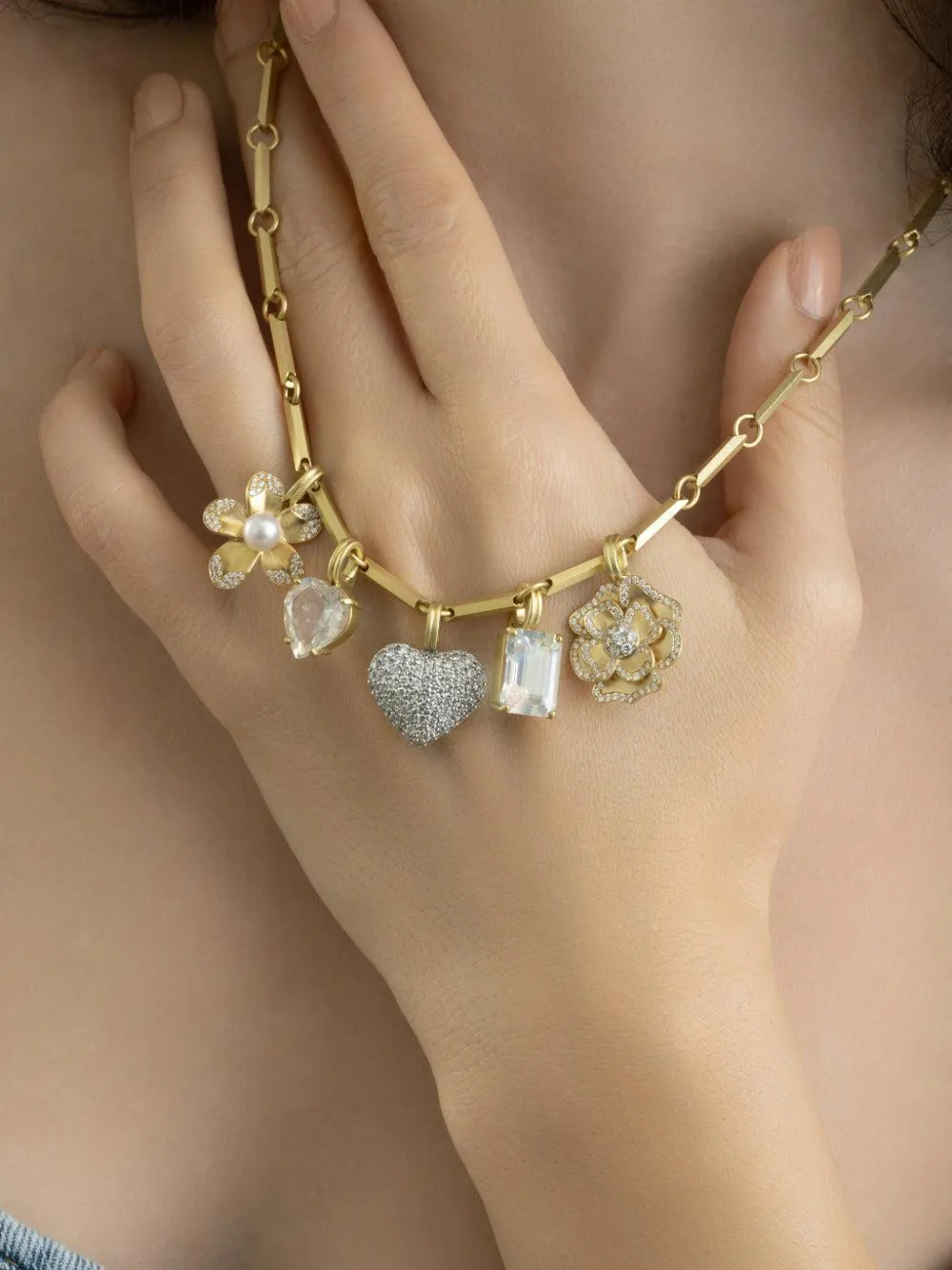 Irene Neuwirth Blossom Camelia Lucky Charm Diamond Pendant in Gold, view 4