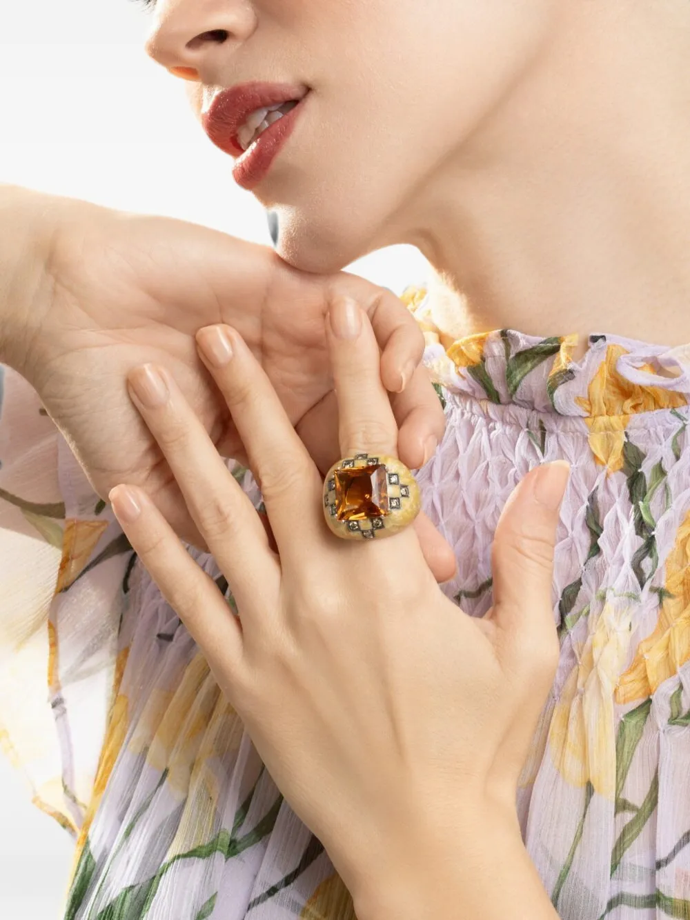 Andreoli citrine and diamond ring - Nude