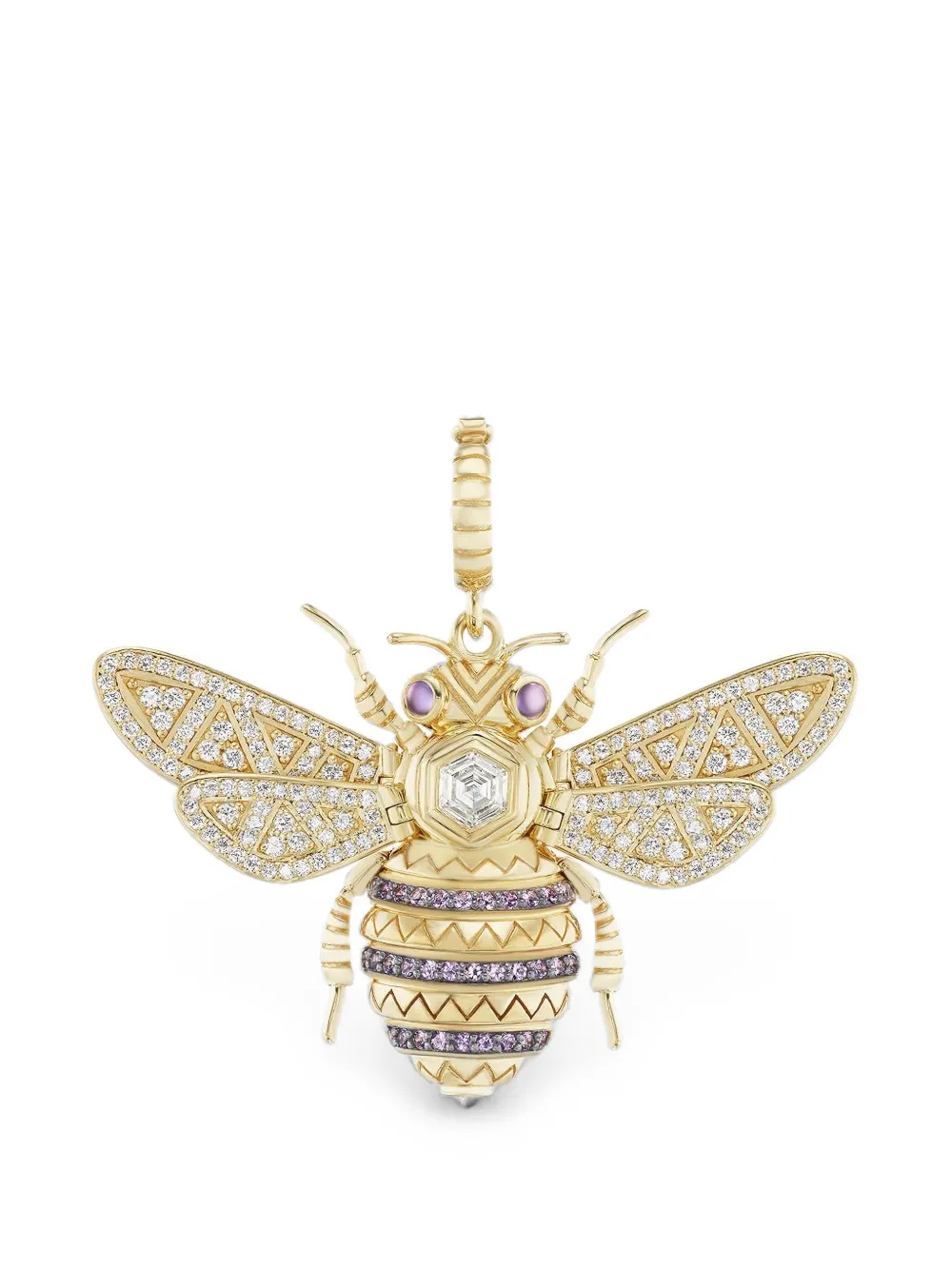 Harwell Godfrey Honey Bee diamond and amethyst bee pendant - Gold