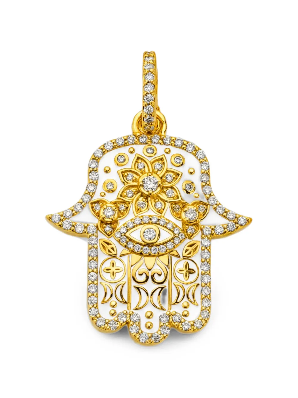 BUDDHA MAMA diamond and enamel Hamsa pendant - Gold