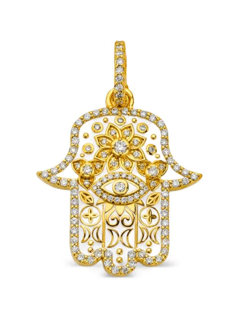 BUDDHA MAMA diamond and enamel Hamsa pendant