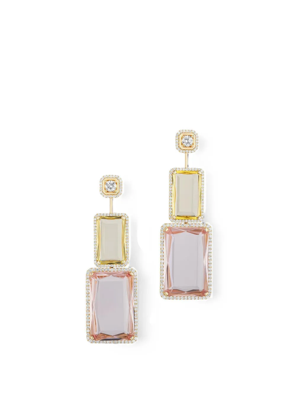 Goshwara G-One yellow beryl and morganite earrings - Gold