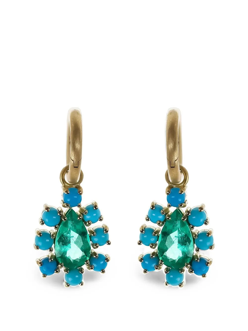 Irene Neuwirth Gemmy Gem emerald and turquoise earrings - Gold