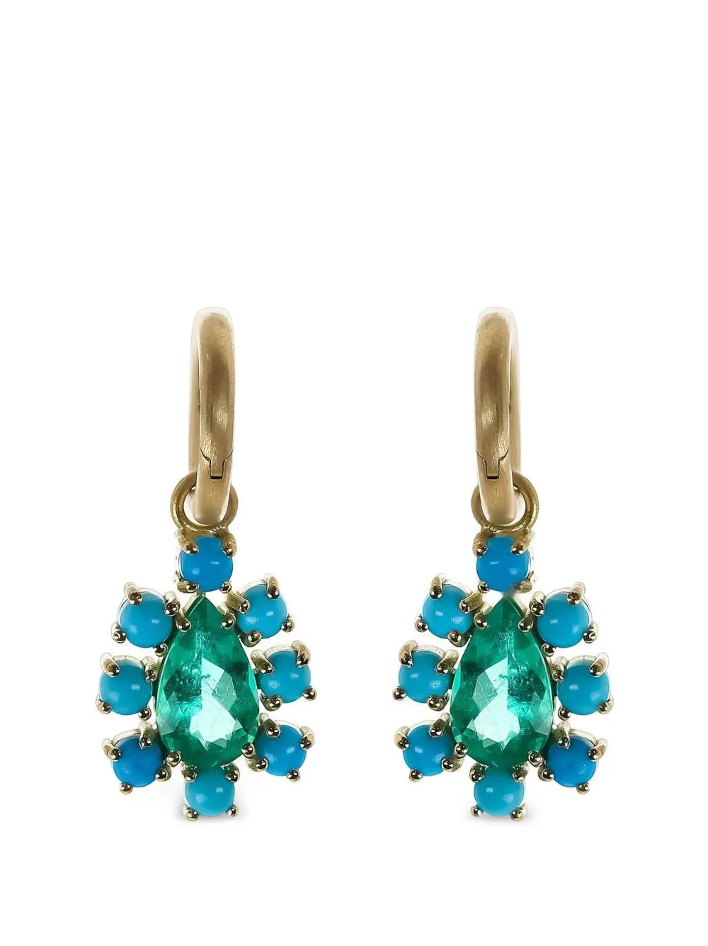 Irene Neuwirth Gemmy Gem emerald and turquoise earrings - Oro