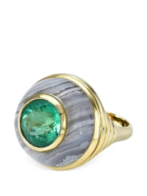 Retrouvaí Petite Lollipop emerald and blue agate ring
