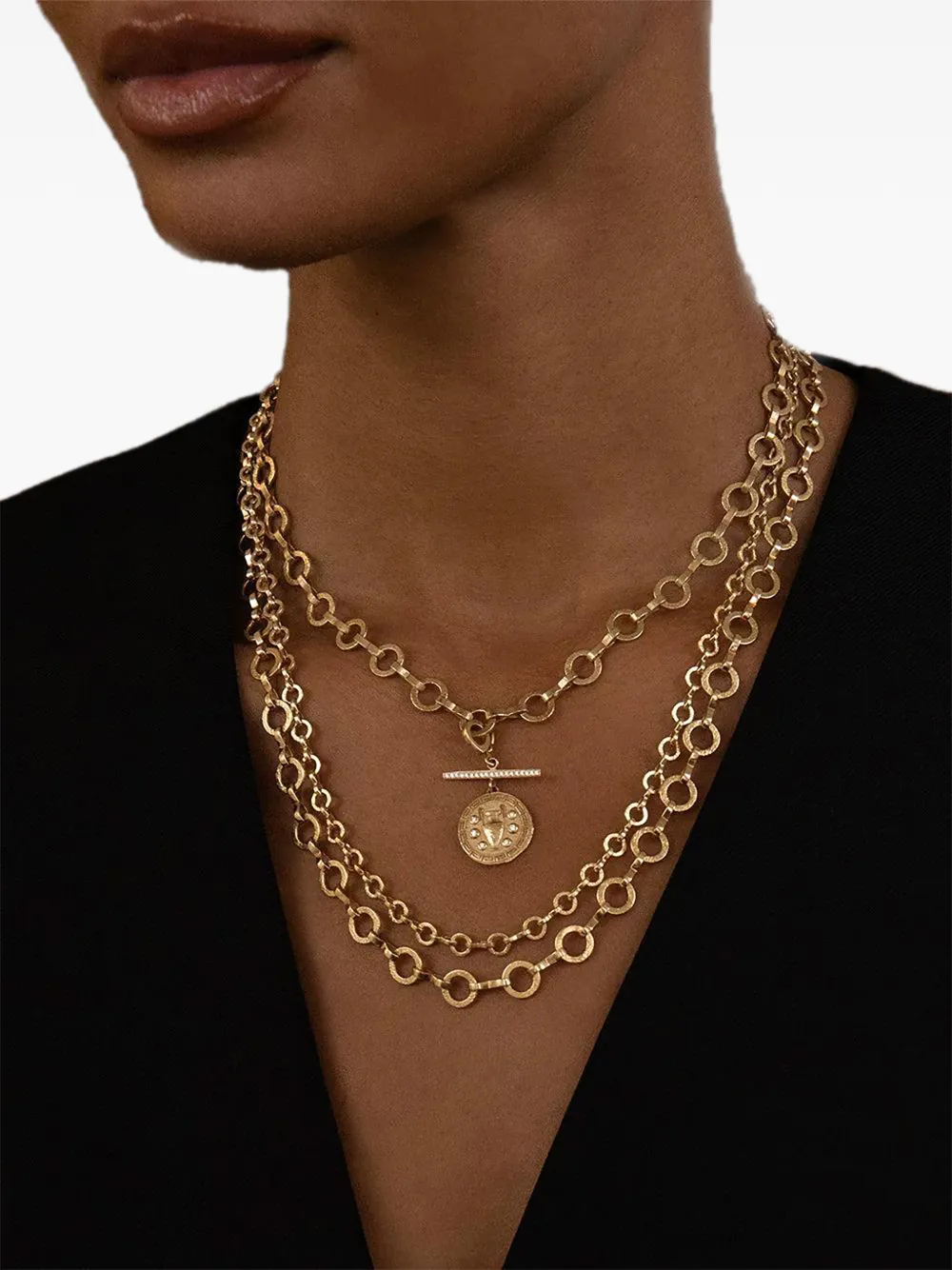 Azlee circle-link chain necklace - Oro