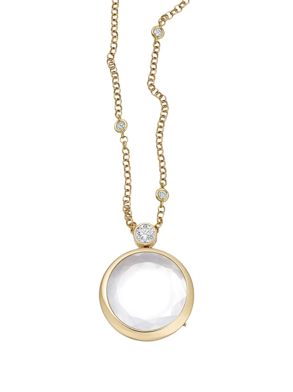 Loquet sapphire and diamond locket necklace