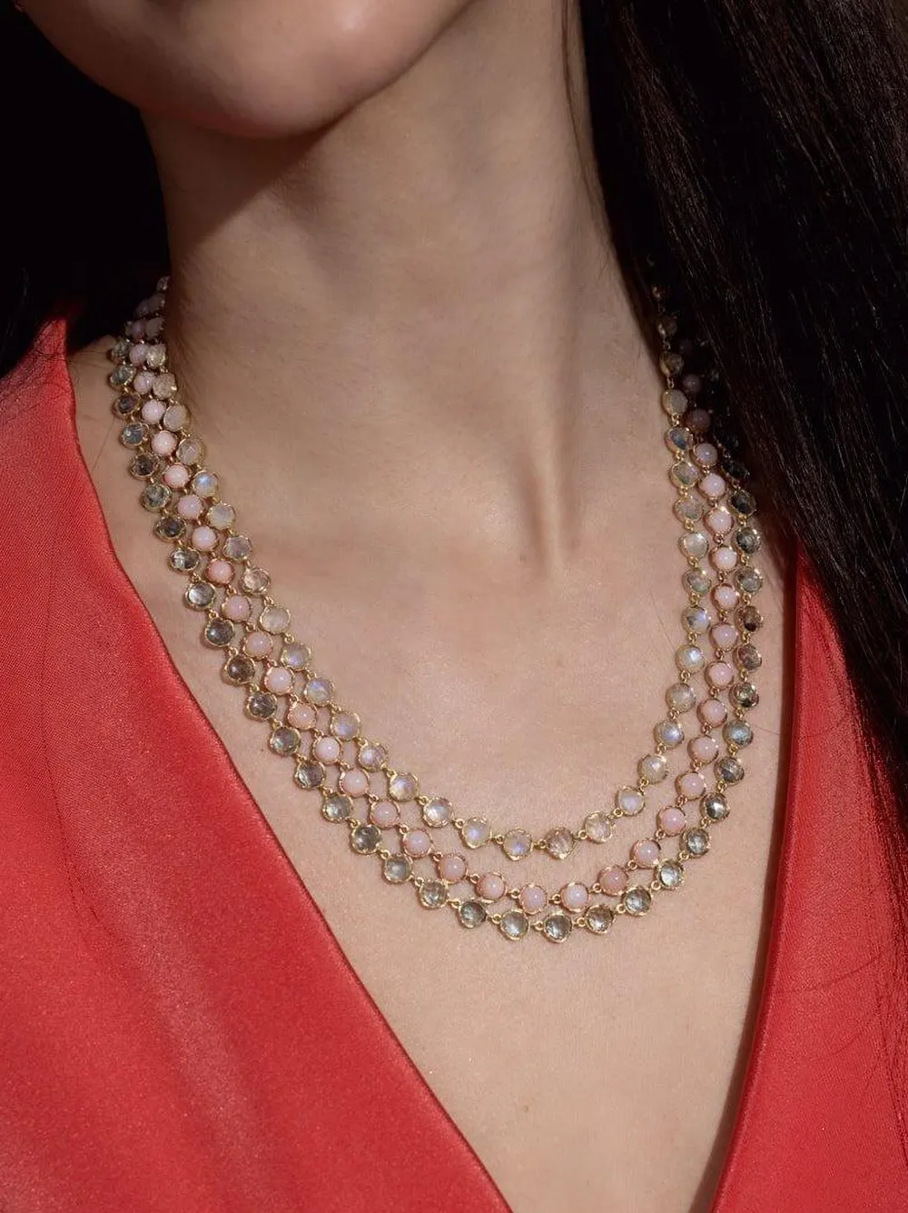 Irene Neuwirth Small Classic Link Pink-opal Necklace, view 4