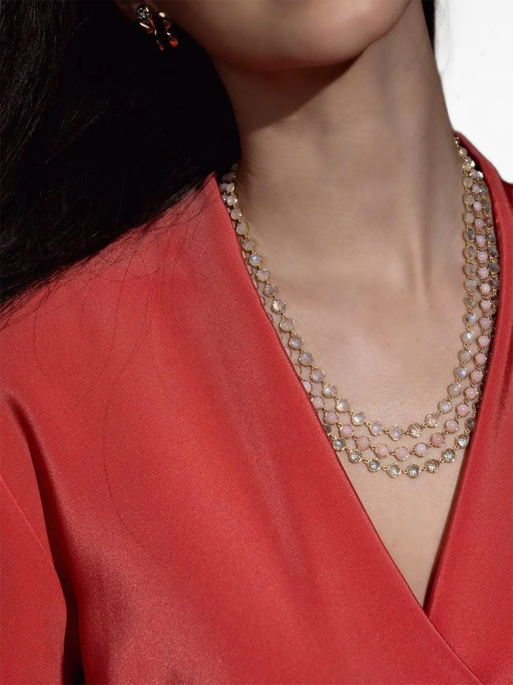 Irene Neuwirth Small Classic Link Pink-opal Necklace, view 3
