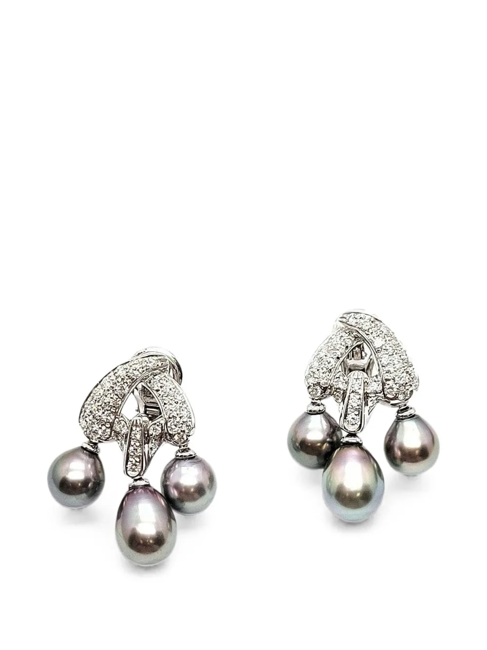 Andreoli pearl-drop diamond earrings - Silber