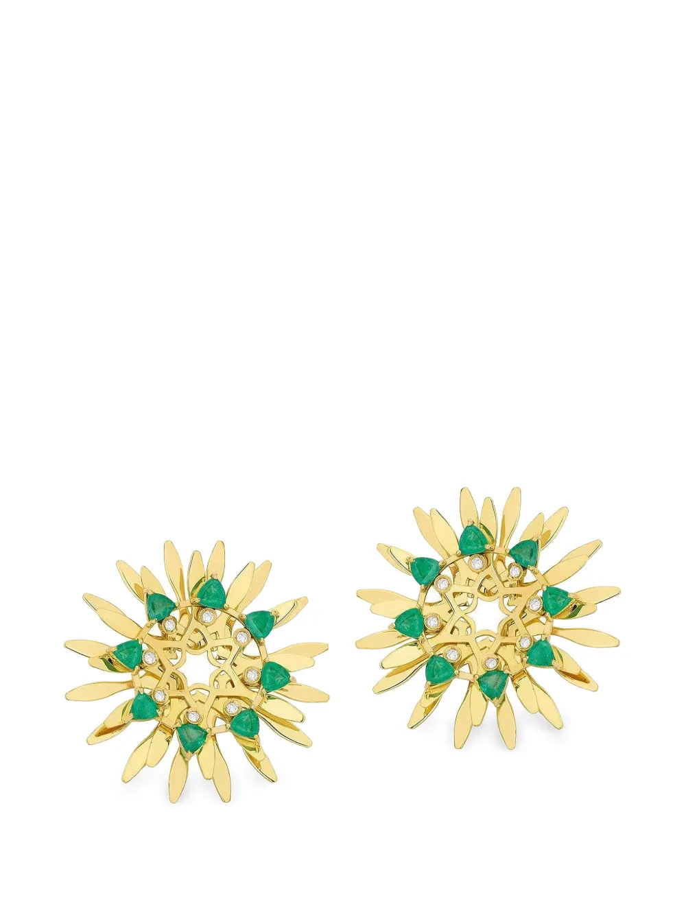 Carol Kauffmann Mandala emerald and diamond earrings