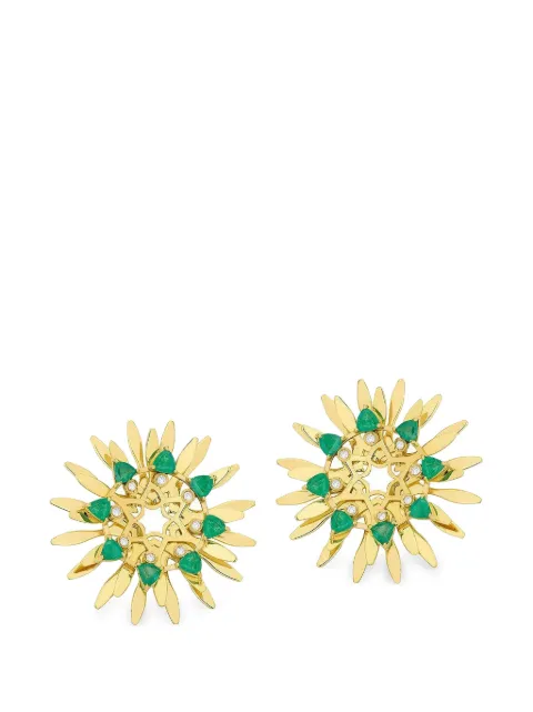 Carol Kauffmann Mandala emerald and diamond earrings