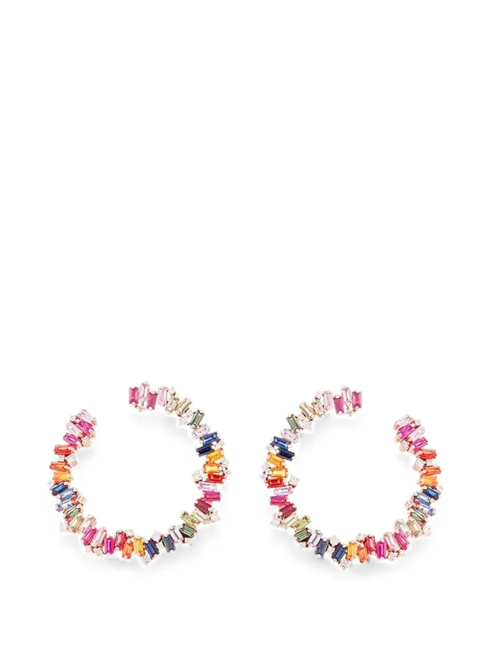 Suzanne Kalan Celeste sapphire and diamond hoop earrings - Gold