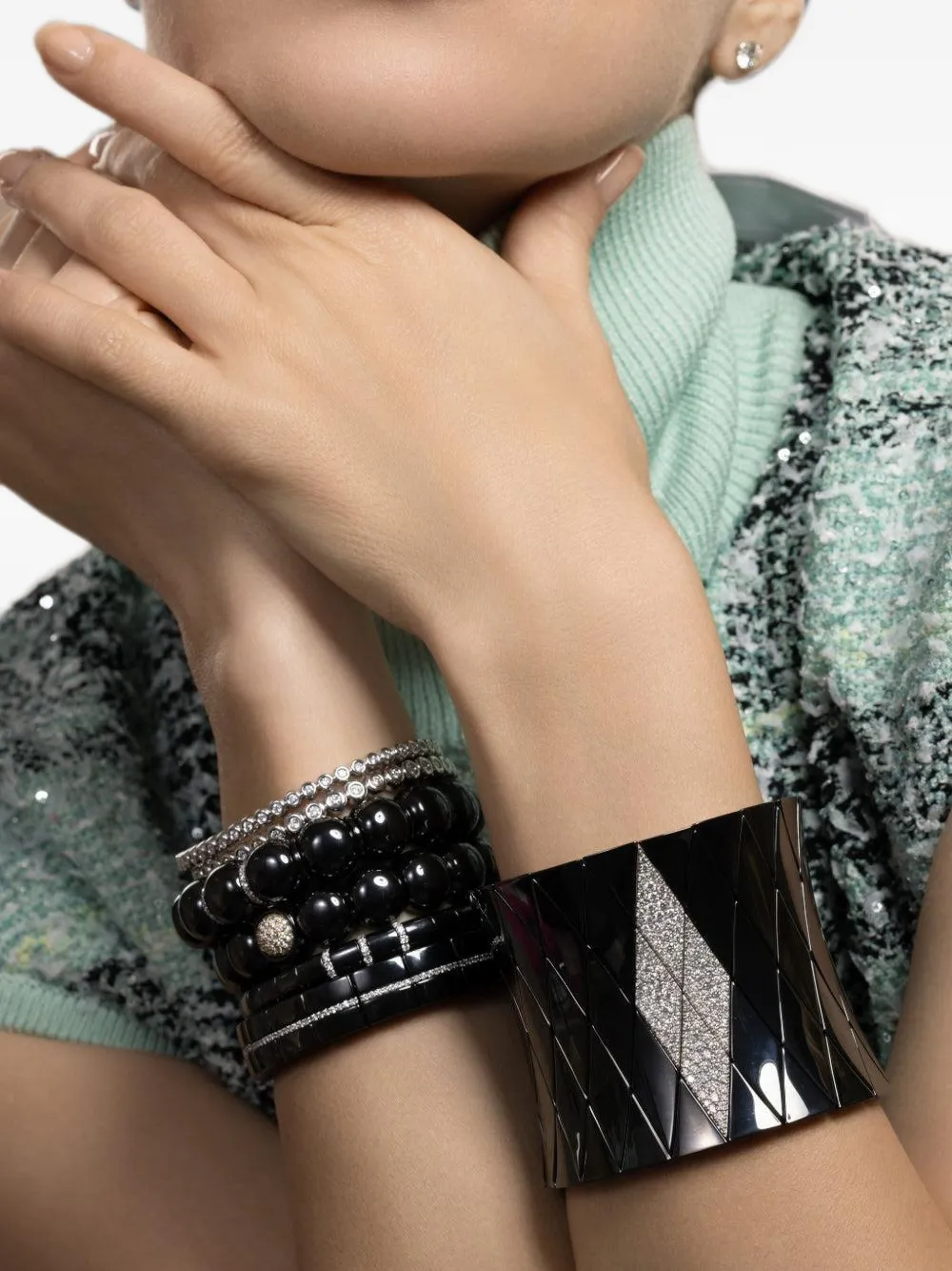 Roberto Demeglio large Diva diamond stretch bracelet - Silber