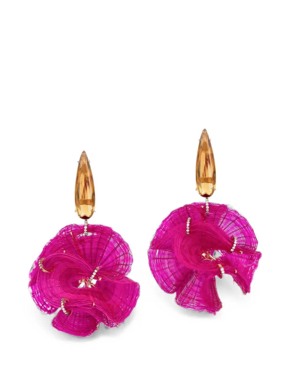SILVIA FURMANOVICH Horse Mane citrine and diamond earrings - Gold