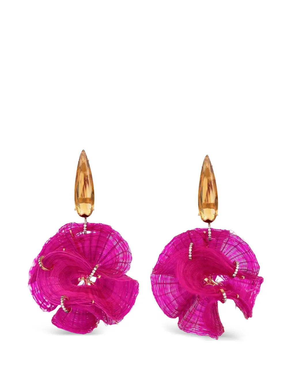SILVIA FURMANOVICH Horse Mane citrine and diamond earrings - Oro