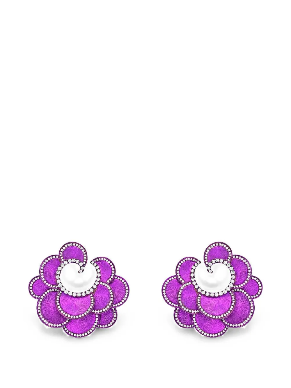 SABOO FINE JEWELS Elemento diamond scallop earrings - Violett