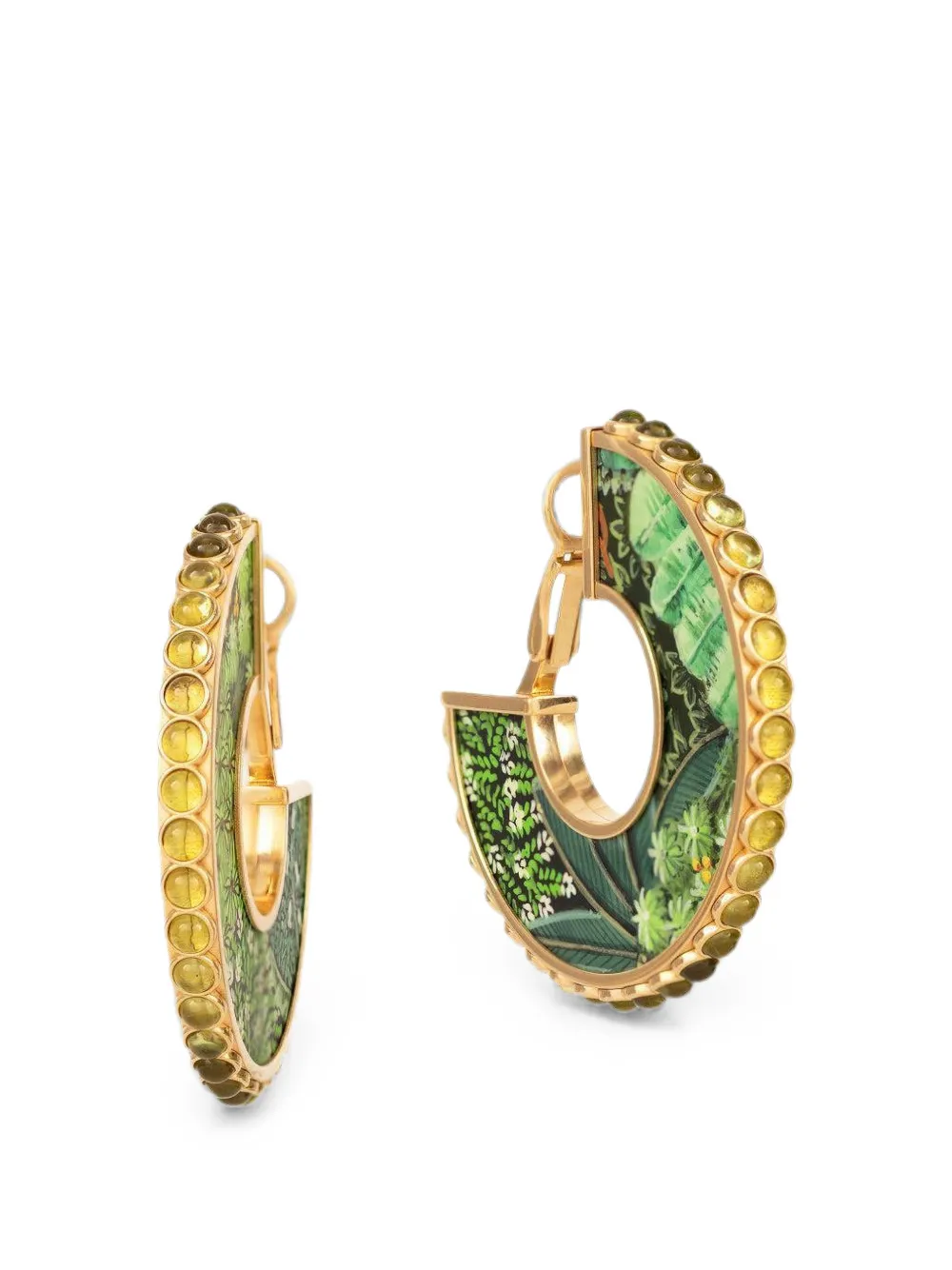 SILVIA FURMANOVICH Miniature Painting peridot and diamond hoop earrings - Gold