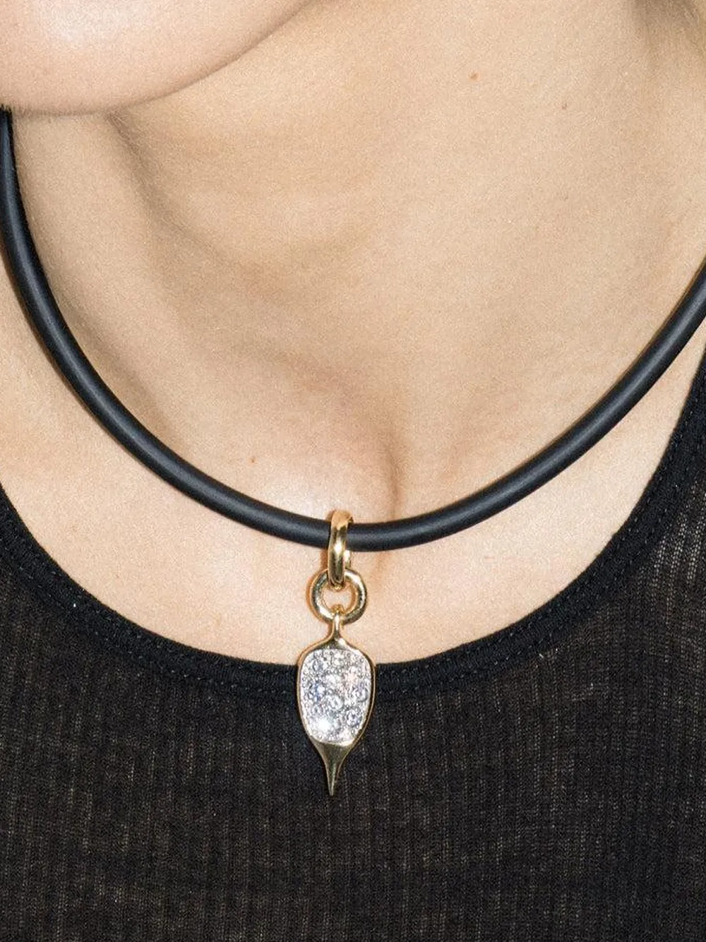Uniform Object Thorn Carriage Diamond Pendant in Gold, view 2