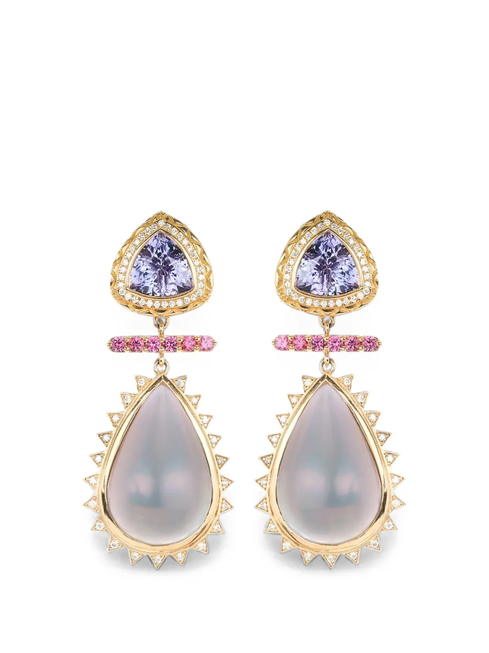 Harwell Godfrey pearl and tanzanite earrings - Gold