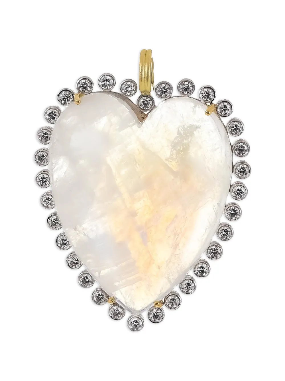 Irene Neuwirth rainbow moonstone diamond heart pendant - Gold