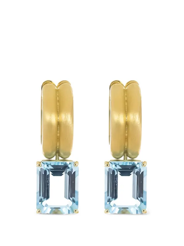 Irene Neuwirth Heroic Aquamarine Huggie Earrings in Gold