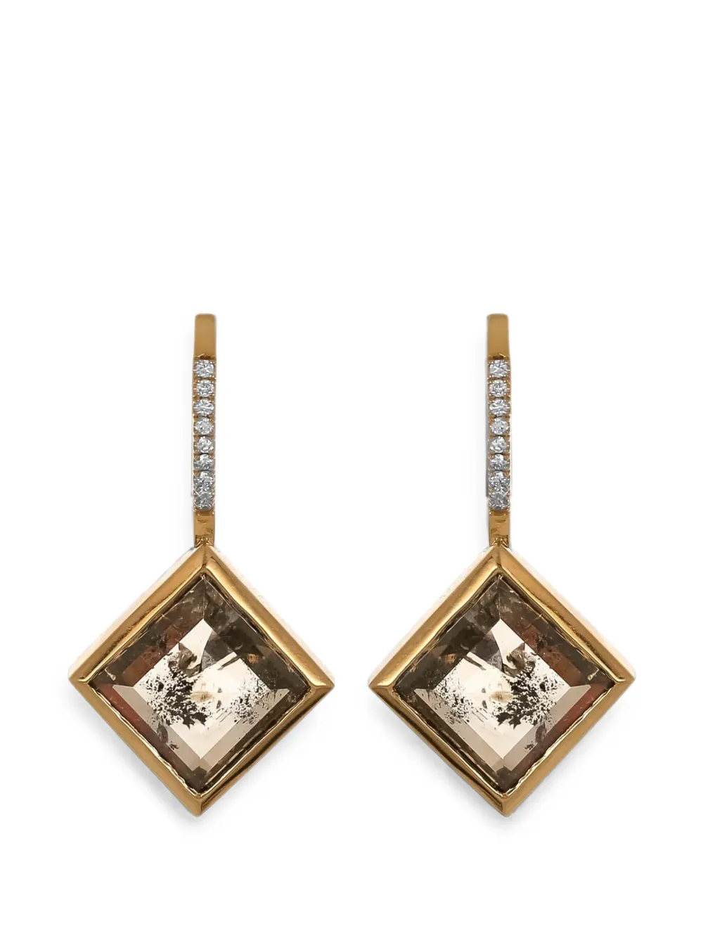 with love diamond drop earrings - Gold