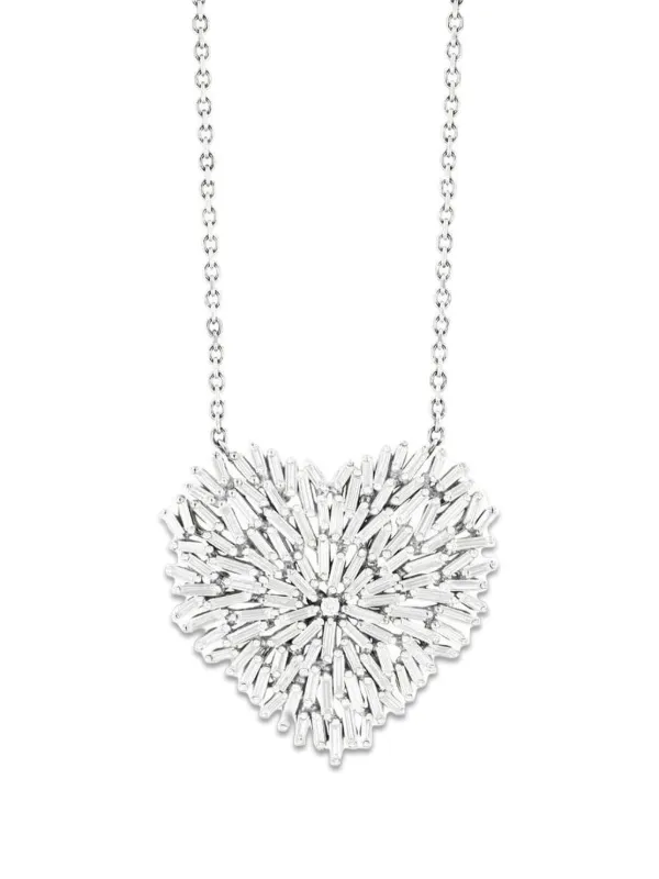 Suzanne Kalan Diamond Heart Necklace in Silver