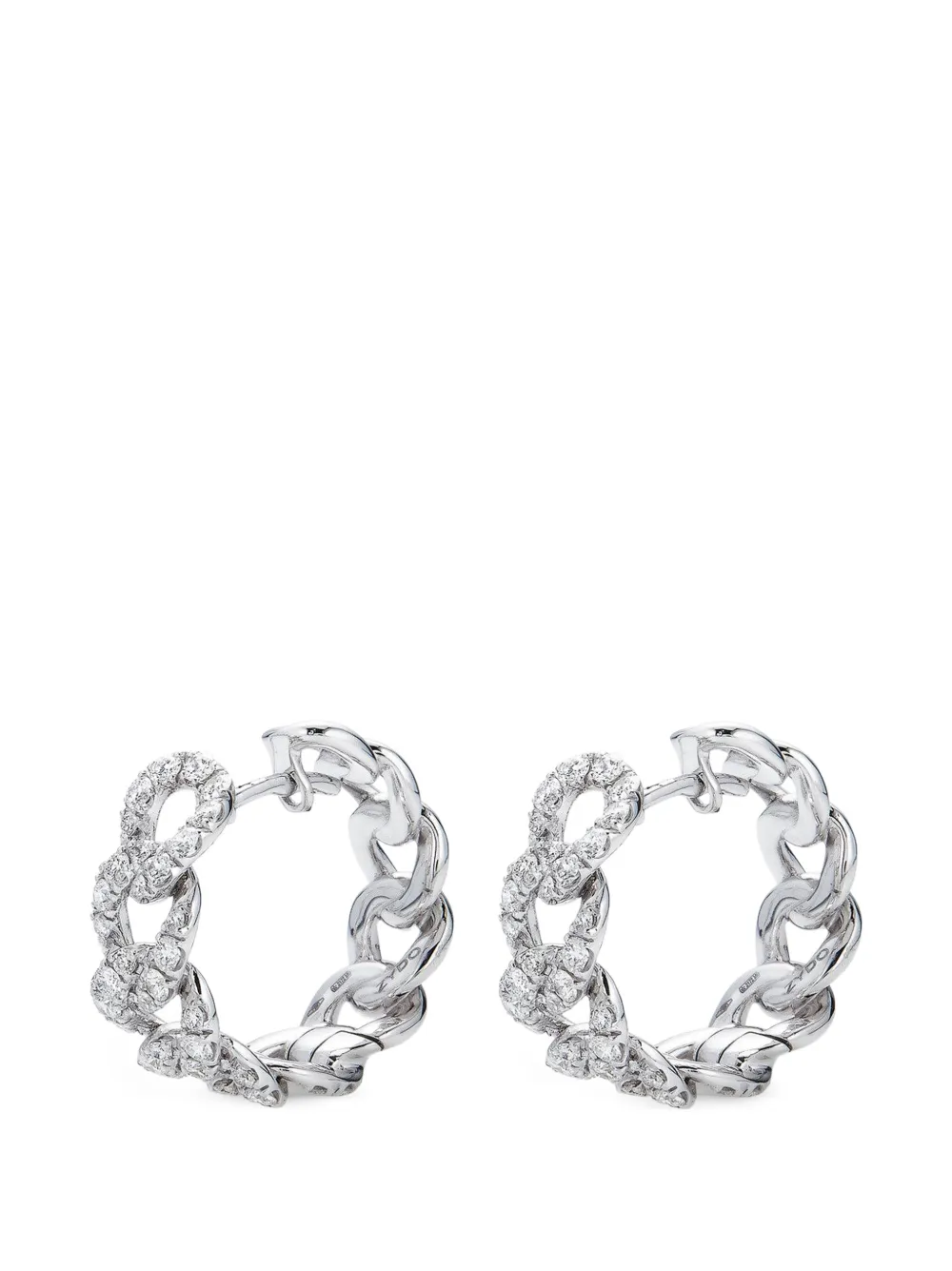 ZYDO cuban chain hoop and diamond earrings - Argento