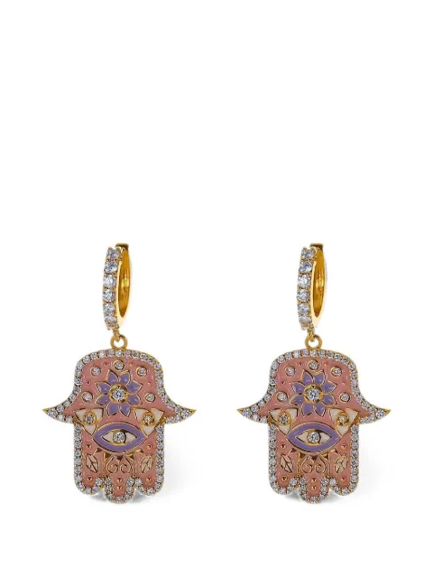 BUDDHA MAMA diamond Hamsa huggie earrings