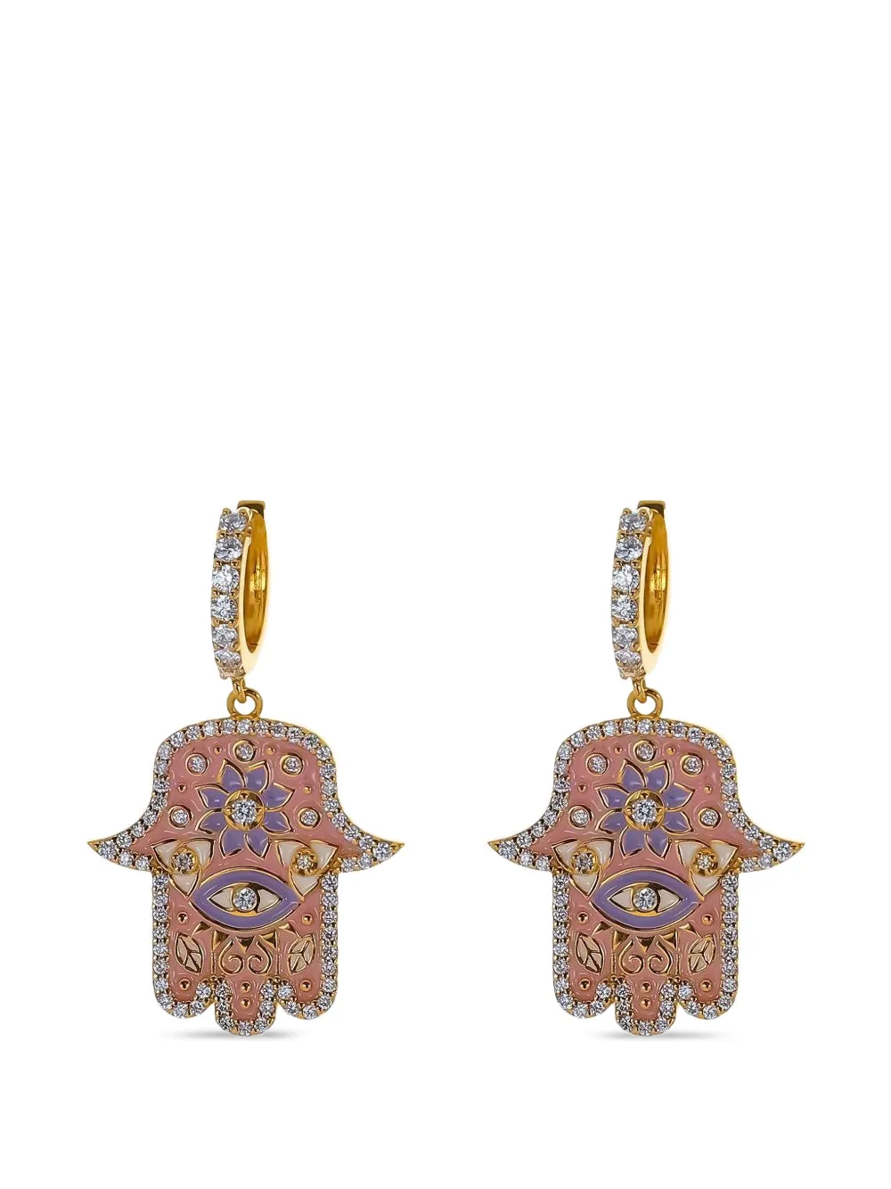 BUDDHA MAMA diamond Hamsa huggie earrings