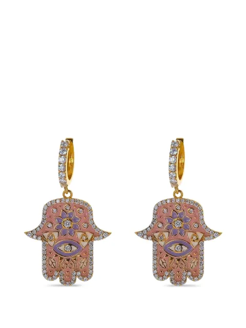 BUDDHA MAMA diamond Hamsa huggie earrings