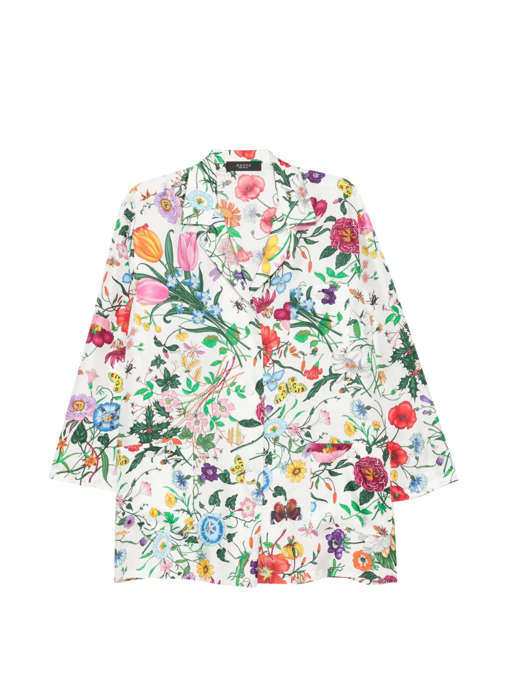 Gucci printed silk twill shirt - Bianco