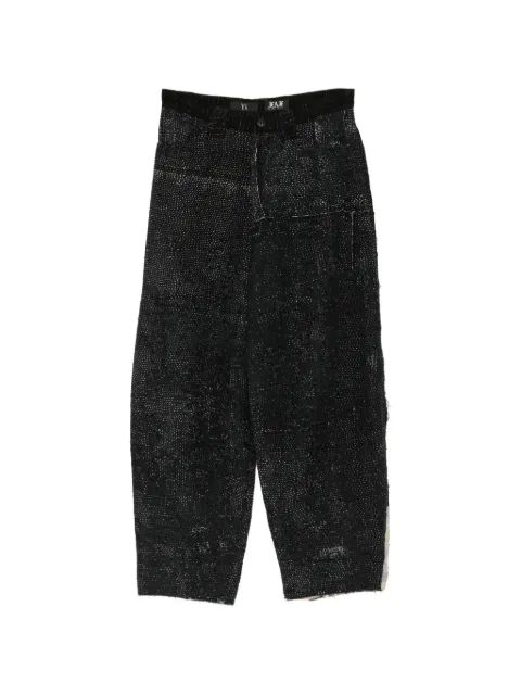 Y's sashiko-stitch frayed trousers