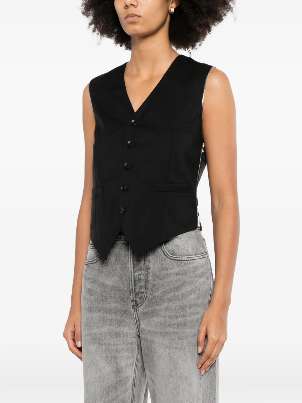 Alexander Wang Single-breasted Waistcoat in Black, view 3